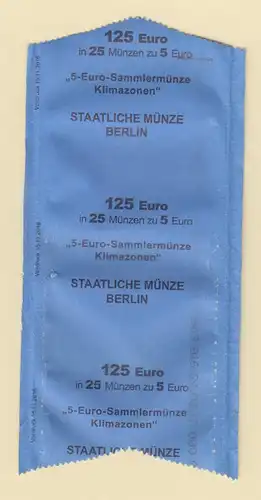 Orig-Papier-Banderole Rolle 5 Euro Münzen Tropische Zone 2017,  A Berlin