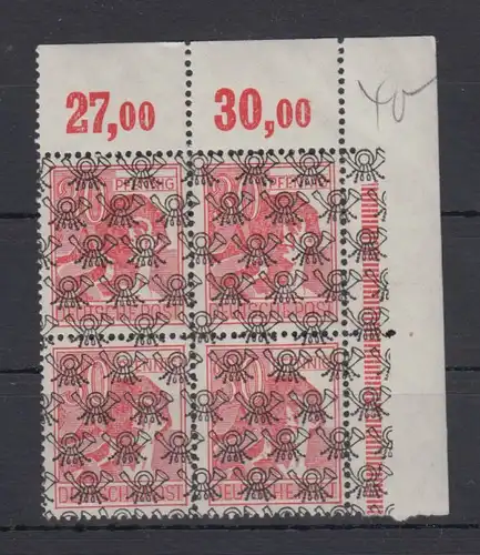 Bizone Arbeiter 30Pfg Netzaufdruck # 46II Platte OR dgz Eckrandviererblock **