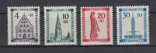 Französische Zone Baden Wiederaufbau Freiburg Mi.-Nr. 38-41 Satz 4 Werte kpl. **