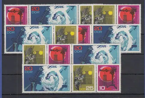 DDR 1968 Meteorologie kpl. Zusammendruck-Garnitur 6 Zusammendrucke ** 