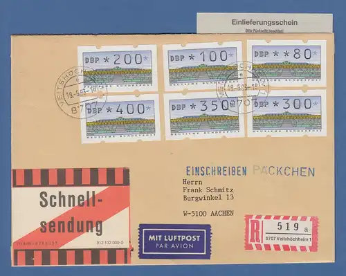 Deutschland ATM Mi.-Nr. 2.1.2 Satz VS1 auf FDC R-Luftpost Schnellsendung 