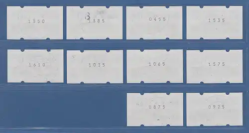 Deutschland ATM Mi-Nr 2.1.2 Nagler-Typendruck Tastensatz TS1 alle mit ZN  ET-O
