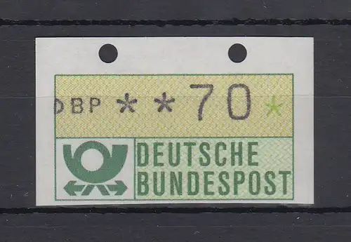 Deutschland ATM Mi.-Nr. 1.1 Wert 70 Pfg. oben geschl. Löcher 
