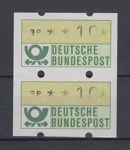 Deutschland ATM Mi.-Nr. 1.1 Wert 10Pfg zusammenhängendes Paar jeweils Teildruck 