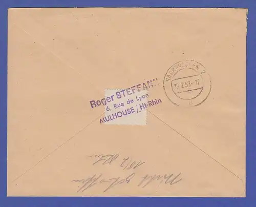 Frankreich Georges Guynemer Mi.-Nr. 474 als EF auf R-Brief ins Saarland, 1953