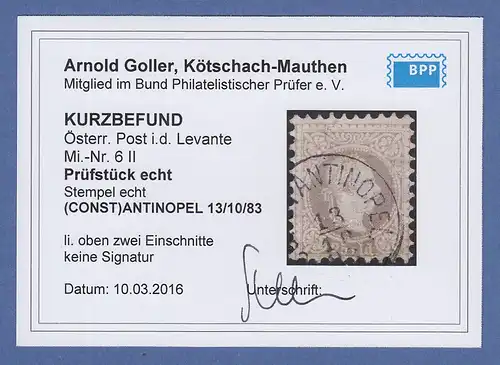 Österreich Levante 25 Soldi graulila Mi.-Nr. 6 II mit O CONSTANTINOPEL, Befund 