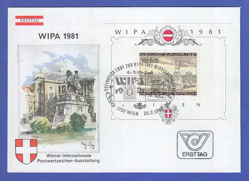 Österreich WIPA-Block 1981 auf FDC mit WIPA-Sonderstempel