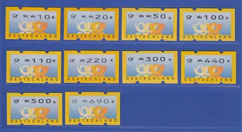 ATM Deutschland gelbe Posthörner Sielaff Mi.-Nr. 3.3 Satz 10 Werte 10-690 ** Nr.