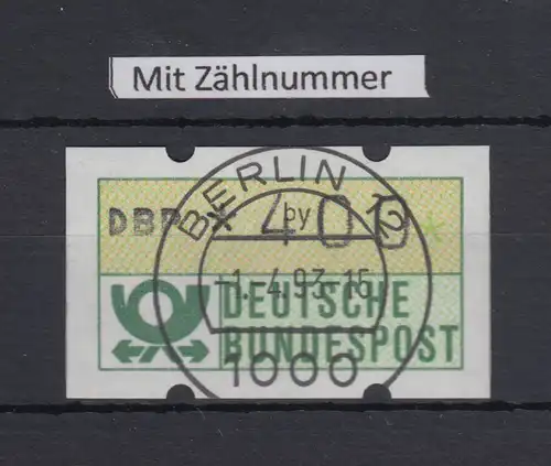 Deutschland NAGLER-ATM Posthorn, Gummi gelb Mi.-Nr. 1.2hu Wert 400 mit Voll-O ZN