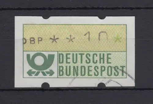Deutschland ATM Mi.-Nr. 1.1 Wert **10 als Typendruck ohne Farbband ! 