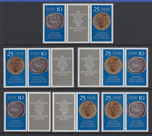 DDR Deutscher Kulturbund DKB 1970  Mi.-Nr. 1592-93 , 6 ZSD kpl. Garnitur ** 