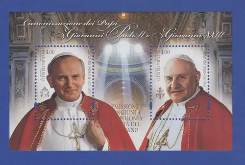 Vatikan Blockausgabe 2014 Mi.-Nr. Block  43 ** Heiligsprechung Johannes XXIII.