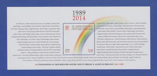 Vatikan Blockausgabe 2014 Mi.-Nr. Block  47 ** Fall der Berliner Mauer 