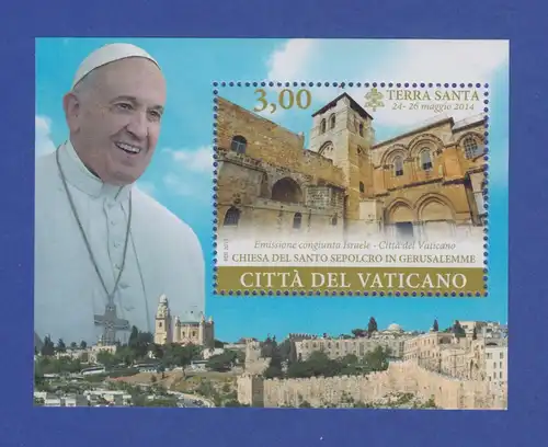 Vatikan Blockausgabe 2015 Mi.-Nr. Block  49 ** Papstreise Jerusalem Grabeskirche