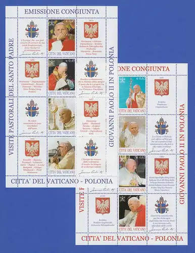 Vatikan Kleinbogen 2004 Mi.-Nr. 1474-1481 ** Polen Reisen Johannes Paul II. 