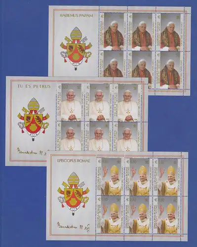 Vatikan Kleinbogen 2005 Mi.-Nr. 1517-1519 ** Wahl von Papst Benedikt XVI.