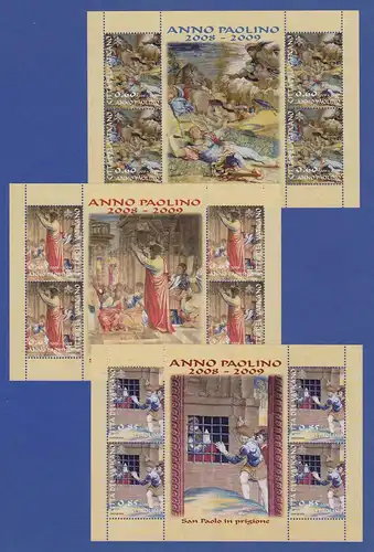 Vatikan 3 Kleinbogen 2008 Mi.-Nr. 1619-1621 ** Jahr des Apostels Paulus 