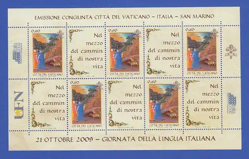Vatikan Kleinbogen 2009 Mi.-Nr. 1653 ** Tag der Italienischen Sprache 