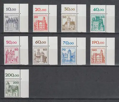 Berlin Burgen & Schlösser 1.Tranche Mi.-Nr. 532-540 ** Eckrandstücke oben rechts