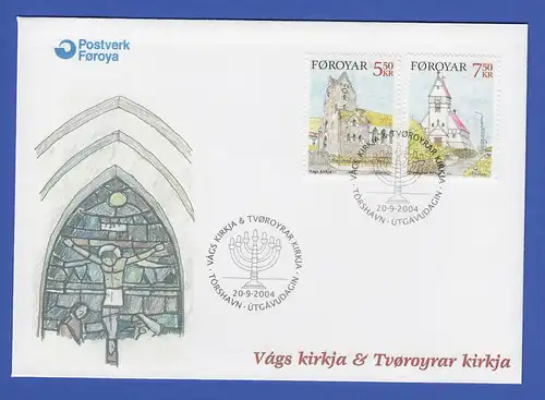 Färöer-Inseln 2004 Mi.-Nr. 511-12 Kirchen Vagur und Tvoroyri auf FDC 