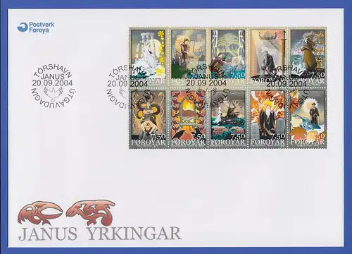 Färöer-Inseln 2004 Mi.-Nr. 501-10 Kleinbogen Janus Djurhuus auf FDC 