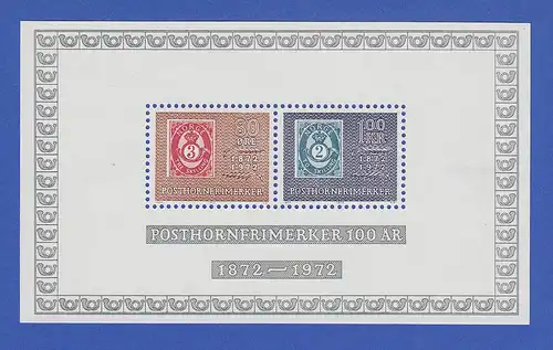Norwegen 1972 Block 1 **  100 Jahre Posthorn-Marken 