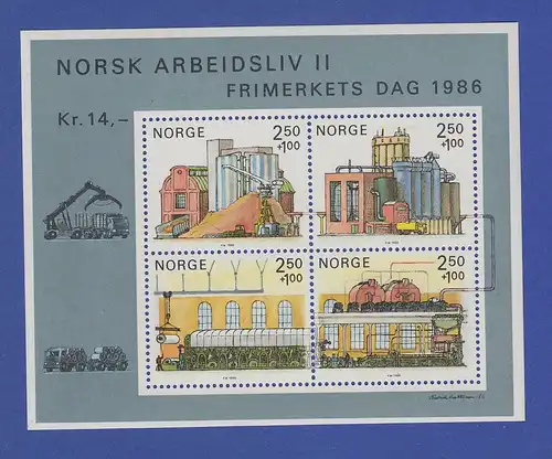 Norwegen 1986 Block 6  **  Das norwegische Berufsleben - Papierindustrie