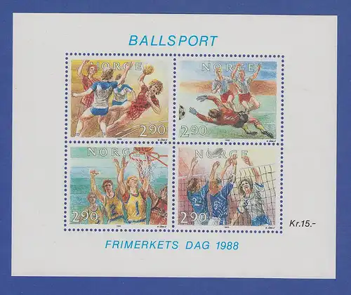 Norwegen 1988 Block 10  **  Tag der Briefmarke - Ballsport