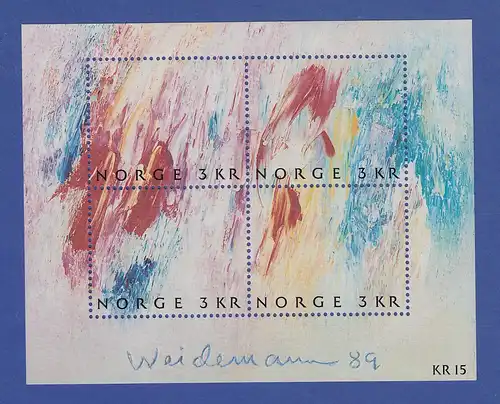 Norwegen 1989 Block 11  **   Gemälde Maler Jakob Weidemann 