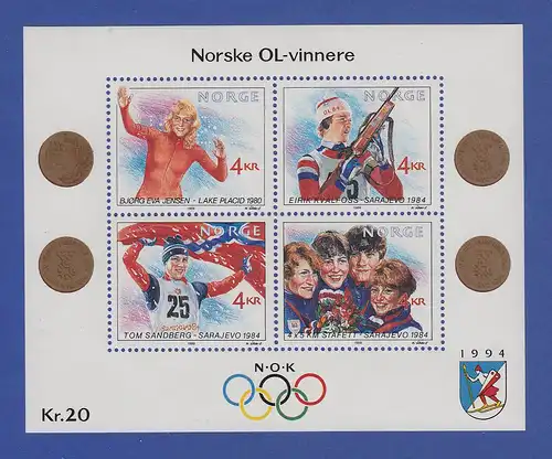 Norwegen 1989 Block 12 **   Olympische Winterspiele 1994  Olympiasieger