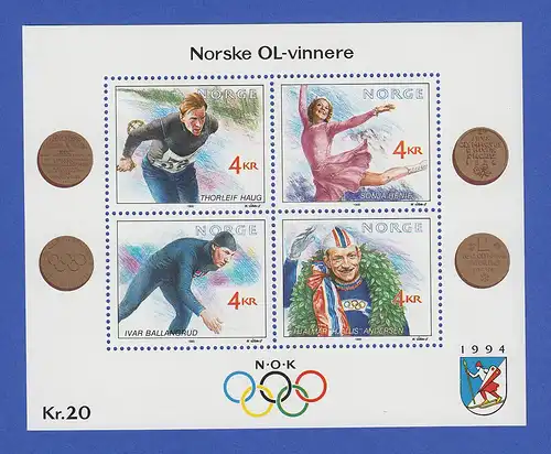 Norwegen 1990 Block 14 **   Olympische Winterspiele 1994 (II).  