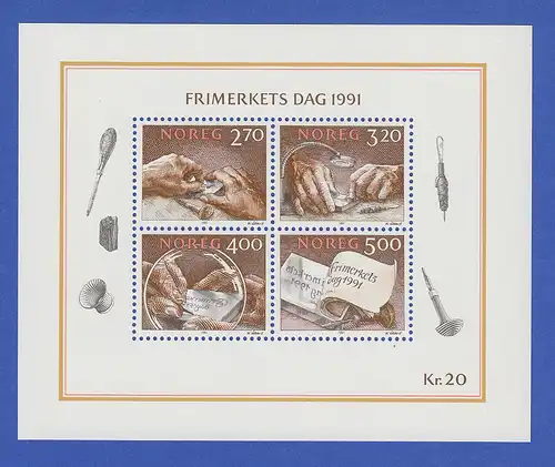 Norwegen 1991 Block 15 **   Tag der Briefmarke - Der Stichtiefdruck   