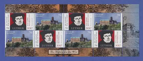 Bundesrepublik 2017 Zusammendruck 8er-Bogen Luther / Wartburg Mi-Nr. 3300 / 3310