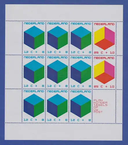 Niederlande Blockausgabe 1970 Mi.-Nr. Block 9 ** Farbige Kuben 