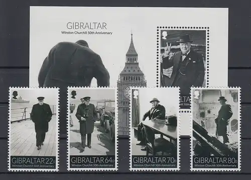 Gibraltar 2015 Mi.-Nr. 1675-78 und Block 119  50. Todestag von Winston Churchill