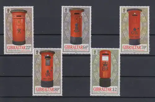 Gibraltar 2016 Mi.-Nr. 1751-55 Satz 5 Werte historische Briefkästen