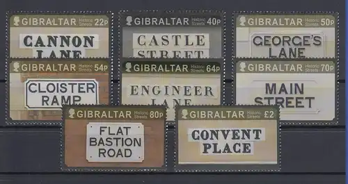 Gibraltar 2016 Mi.-Nr. 1756-63 Satz 8 Werte historische Straßennamen