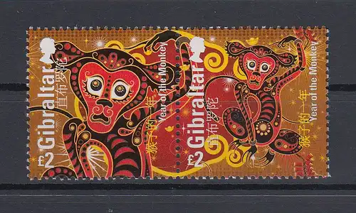 Gibraltar 2016 Mi.-Nr. 1715-16 Satz 2 Werte Chinesisches Neujahr  Jahr des Affen