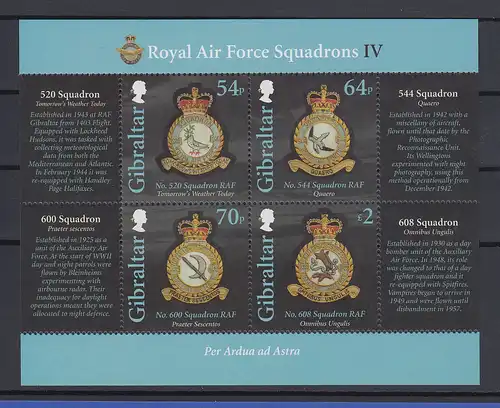 Gibraltar 2016 Mi.-Nr. Block 122  Orden der Royal Air Force