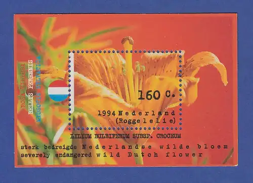 Niederlande Blockausgabe 1994 Mi.-Nr. Block 40 ** Natur und Umwelt: Blumen