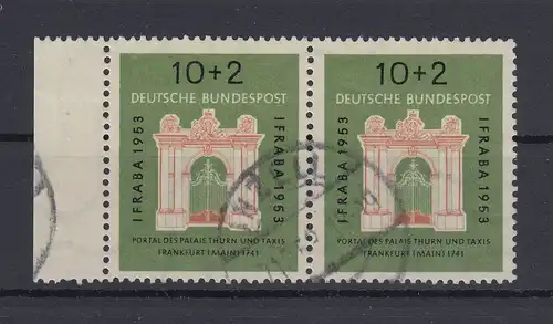 Bund 1953 IFRABA 10+2 Pfg Mi.-Nr. 171 waager. Seitenrandpaar gest. INZELL