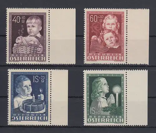 Österreich 1949 Glückliche Kindheit Mi.-Nr. 929-932 Seitenrand-Satz  **