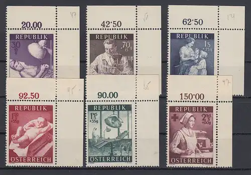 Österreich 1954 Gesundheitsfürsorge Mi.-Nr. 999-1004 Satz 6 Eckrandstücke **
