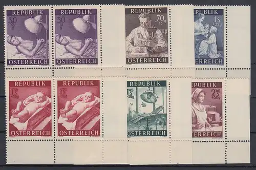 Österreich 1954 Gesundheitsfürsorge Mi.-Nr. 999-1004 Satz 6 Eckrandpaare **