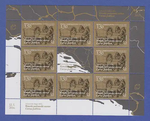 Bosnien Kroatische Post Mostar Mi.-Nr. 430 Kleinbogen ** Römische Reisekutsche