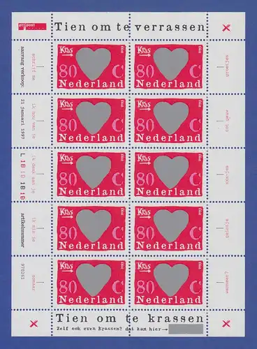 Niederlande Kleinbogen 1997 Mi.-Nr. 1607 ** Überraschungsmarken