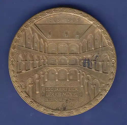 Große Bronze Medaille 100 Jahre Königlich Bayerische Münze 1809-1909, Luitpold