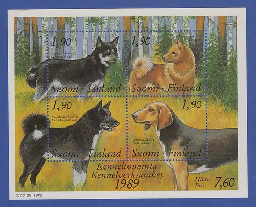 Finnland Blockausgabe 1989 Mi.-Nr. Block 5 ** Bund finnischer Hundezüchter