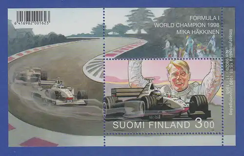 Finnland Blockausgabe 1999 Mi.-Nr. Block 20 ** Mika Häkkinen Formel 1 WM 1998