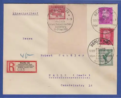 Dt. Reich 15Pfg-Blockmarke aus IPOSTA-Block in MIF auf R-Brief nach Halle